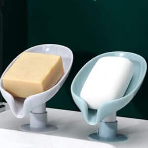 2pcs Suction Cup Soap Dish For Bathroom Shower Portable Leaf Soap Holder Plastic