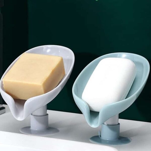 2pcs Suction Cup Soap Dish For Bathroom Shower Portable Leaf Soap Holder Plastic