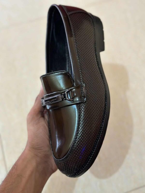 Dark Brown Punch Synthetic Leather Loafer Shoes