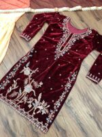 Dark Maroon Embroidery Work Viscose Velvet Lehenga Choli - Buy Sex Toys Sri Lanka
