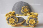Handmade Crochet Baby Booties And Cap For Girls
