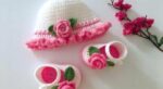 Handmade Crochet Baby Booties And Cap For Girls - Image 2