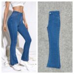 Women Bell Bottom Comfort Denim Pants - Image 4