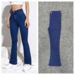 Women Bell Bottom Comfort Denim Pants - Image 2