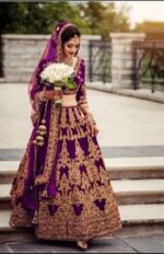 Supper Sleeve Velvet Semi-stitched Lehenga Choli - Buy now in Sri Lanka at the best price