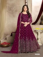 Wine Colour Wedding Wear Heavy Georgette Anarkali Latest salwar Suit Collection