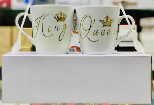 King and Queen Mug Set - Funny Coffee Mugs for Couples - Wedding or Engagement Gifts