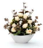 Petals of Paradise Silk Roses Vase Real Touch, Fake Roses, Silk Flower Arrangements for Home ,Office Parties, Gift Wedding Decoration