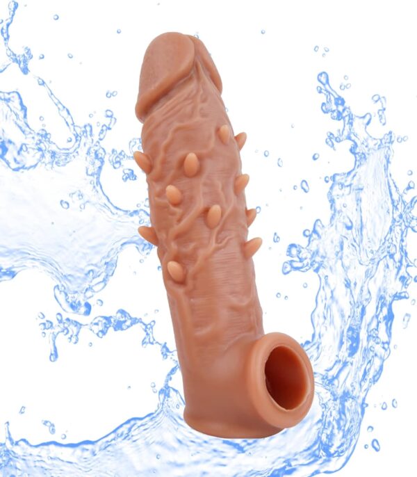 Penis Sleeve with Two Holes Granules Penis Sleeve Extender Reusable