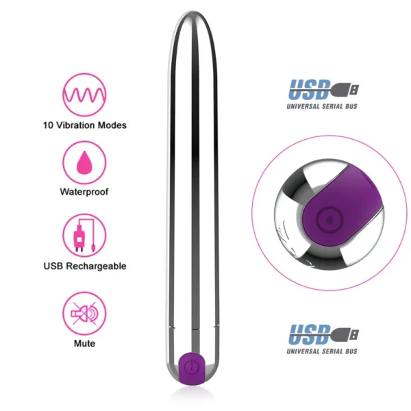 7 inch(18cm) Long Bullet Vibrator Sex Tor For Women USB Rechargeable