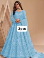 LEHNGA:NET WITH CHAIN  DESIGN WORK - Image 3