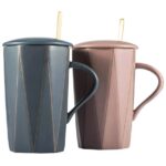 Luxury Ceramic mug and Lid with gold spoon - Image 4