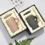 Luxury Ceramic mug and Lid with gold spoon