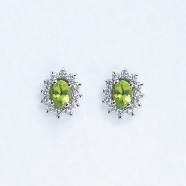 925 Silver Natural Peridot And Cubic Zirconia Womens Earring - Jewello - Earrings And Piercing