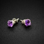 Exquisite Princess-Cut Amethyst Stud Earrings in Sterling Silver