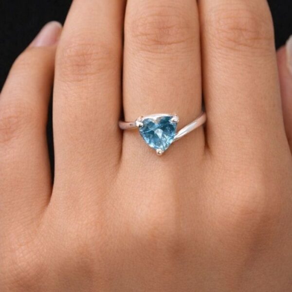 Silver Natural Blue Topaz Womens Ring - jewello - Rings