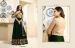 Green embroidered silk and net salwar semi stitched