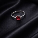 Elegant Square-Cut Red Gemstone Silver Ring - Image 2