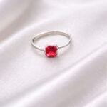 Elegant Square-Cut Red Gemstone Silver Ring - Image 3