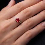 Elegant Square-Cut Red Gemstone Silver Ring