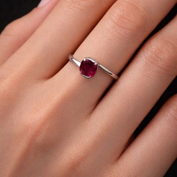 Elegant Sterling Silver Pink Gemstone Ring