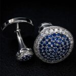 925 Silver Sakinoh Brand Cufflinks Mounted With Natural Blue Sapphire And Lab Grown Diamond - jewello - Formalwear Accessories - Image 2