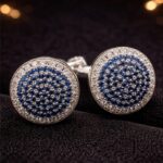 925 Silver Sakinoh Brand Cufflinks Mounted With Natural Blue Sapphire And Lab Grown Diamond - jewello - Formalwear Accessories