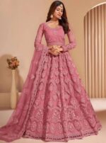 Charming Onion Pink Net Lehenga Choli Set