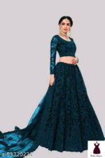 Glamorous Deep Teal Blue Net Lehenga Choli Set