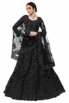 Midnight Black Net Embroidered Lehenga Choli Set